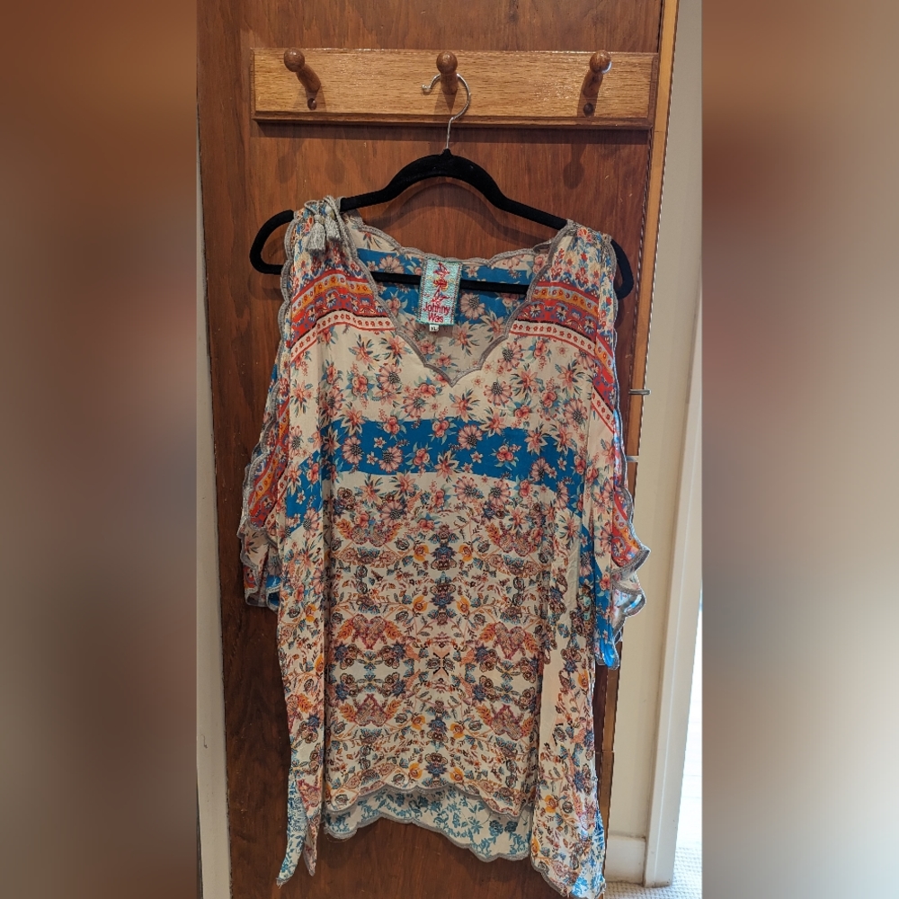 Johnny Was Cold Shoulder Blouse Multicolor Size XL